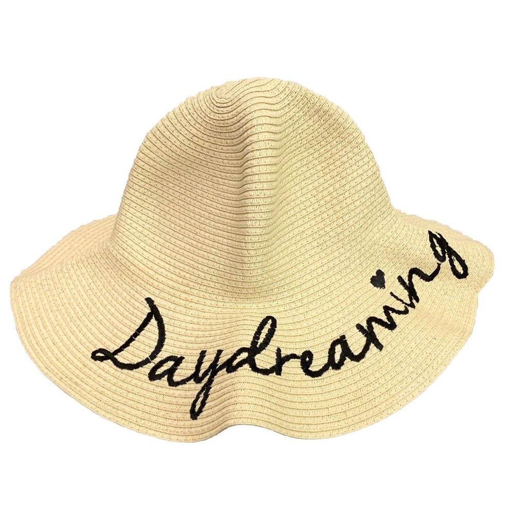 LC Lauren Conrad Beige 100% Paper Sun Hat Wide Brim Church Casual Beach Travel